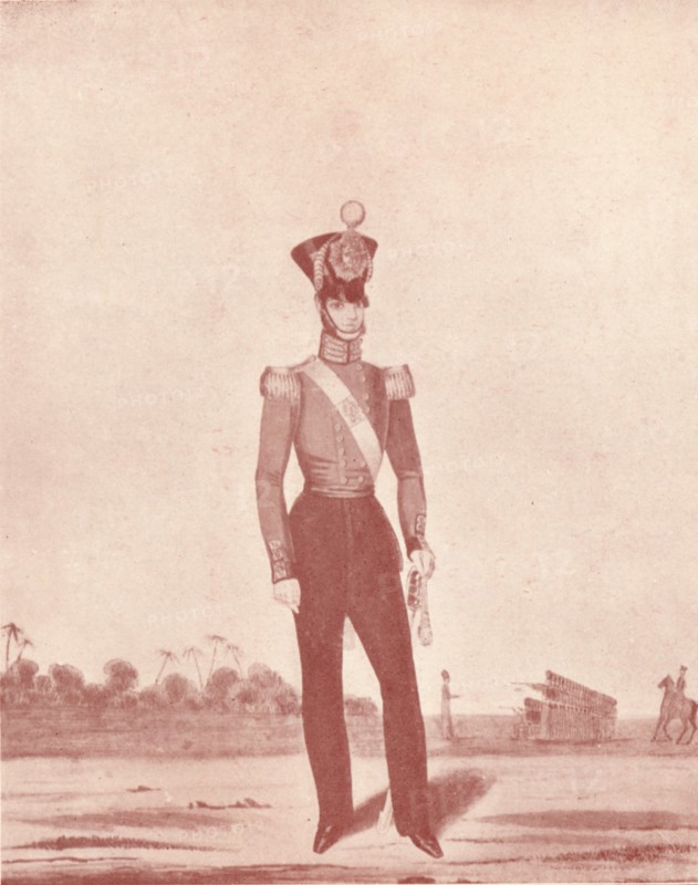 'Officers of the Madras Army (Infantry on the Line)', c1837-1843, (1909). Artist: William Hunsley.
