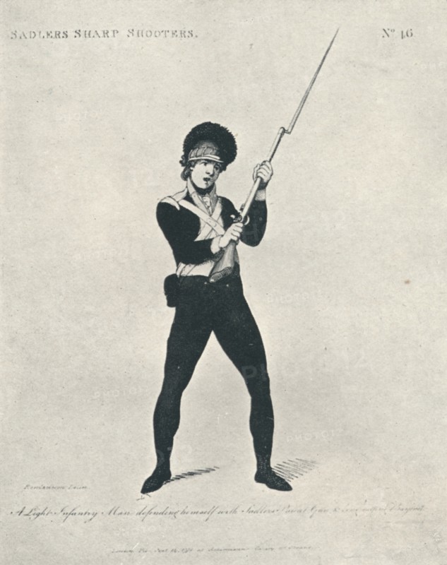 'A Light Infantry Man defending himself', 1798 (1909). Artist: Thomas Rowlandson.
