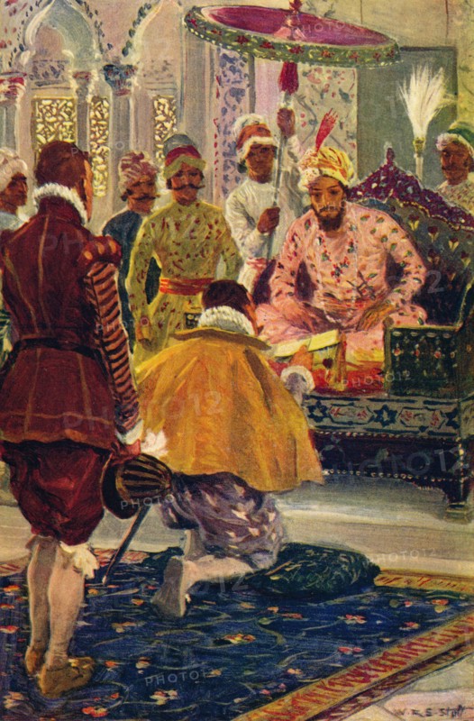 'Hawkins Presenting King James's Letter to the Great Mogul', 1608 (c1912). Artist: Unknown.