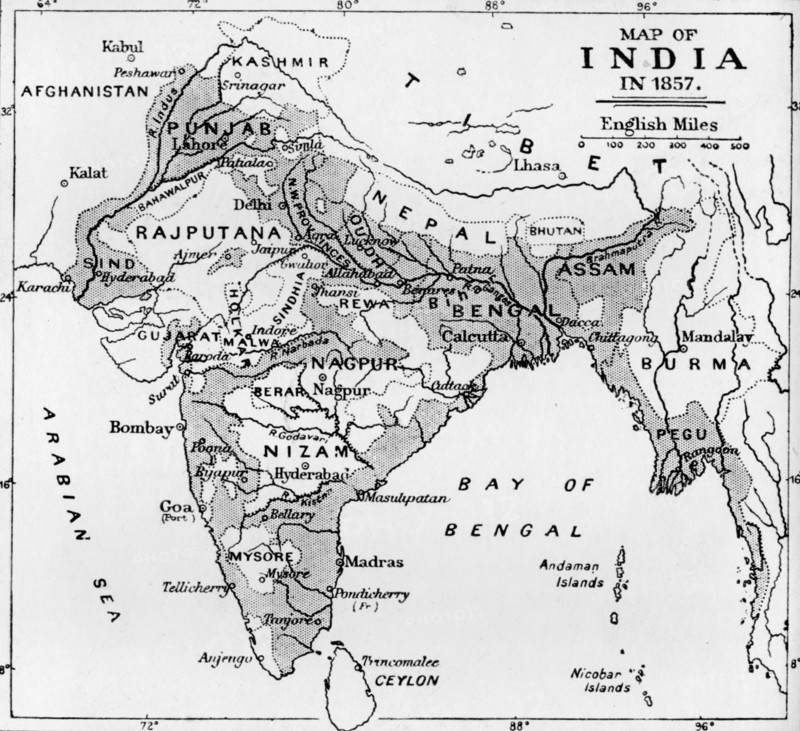 'Map of India in 1857', c1912. Artist: Unknown.