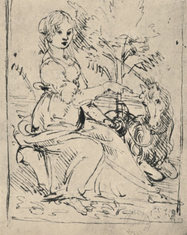 'Maiden with a Unicorn', c1478-1480 (1945). Artist: Leonardo da Vinci.