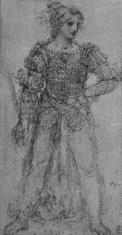 'A Woman Wearing a Bodice of Interlaced Ribbons', c1480 (1945). Artist: Leonardo da Vinci.