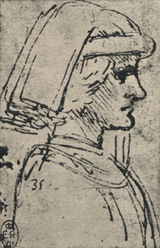 'Profile of a Young Man Wearing a Chaperon', c1480 (1945). Artist: Leonardo da Vinci.