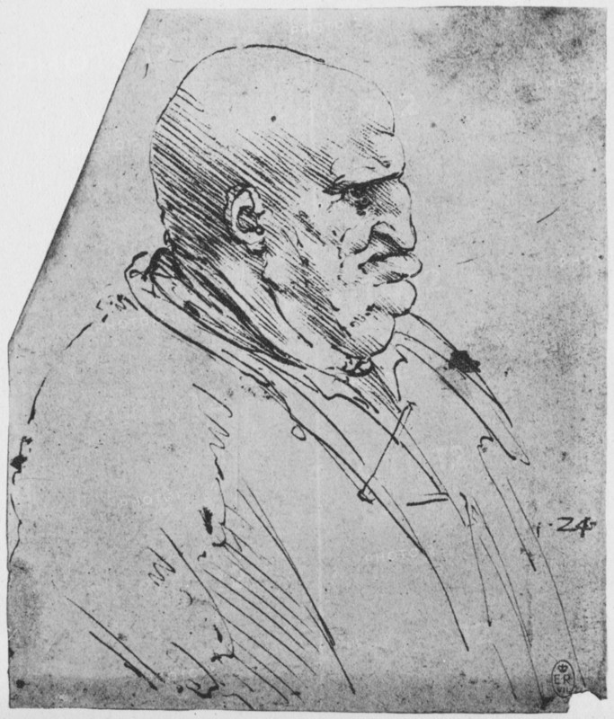 'A Grotesque Profile of a Man to the Right', c1480 (1945). Artist: Leonardo da Vinci.