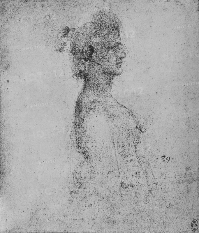 'Half-Length of a Young Woman in Profile to the Right', c1480 (1945). Artist: Leonardo da Vinci.