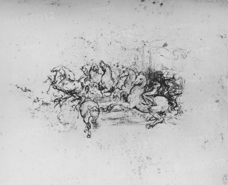 'Horsemen with Pennants Advancing from the Left', c1480 (1945). Artist: Leonardo da Vinci.