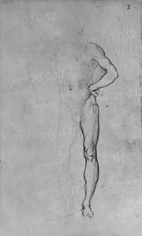 'Study of a Nude Man with his Left Hand on His Hip', c1480 (1945). Artist: Leonardo da Vinci.