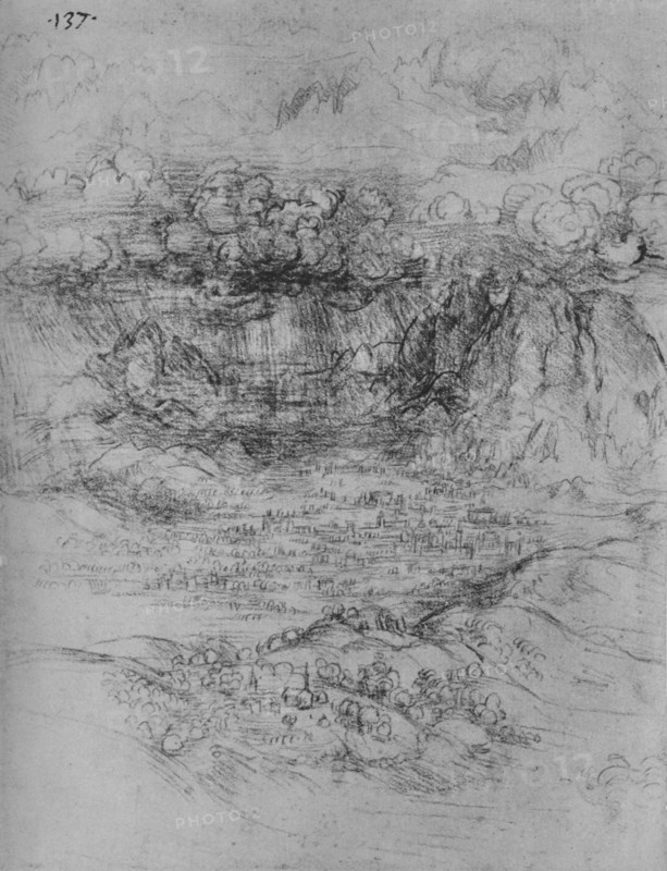 'A Storm Over an Alpine Valley', c1480 (1945). Artist: Leonardo da Vinci.