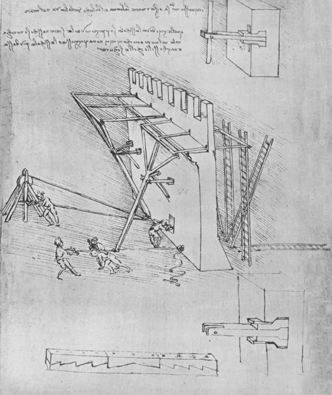 'Device for Repelling Scaling Ladders', c1480 (1945). Artist: Leonardo da Vinci.