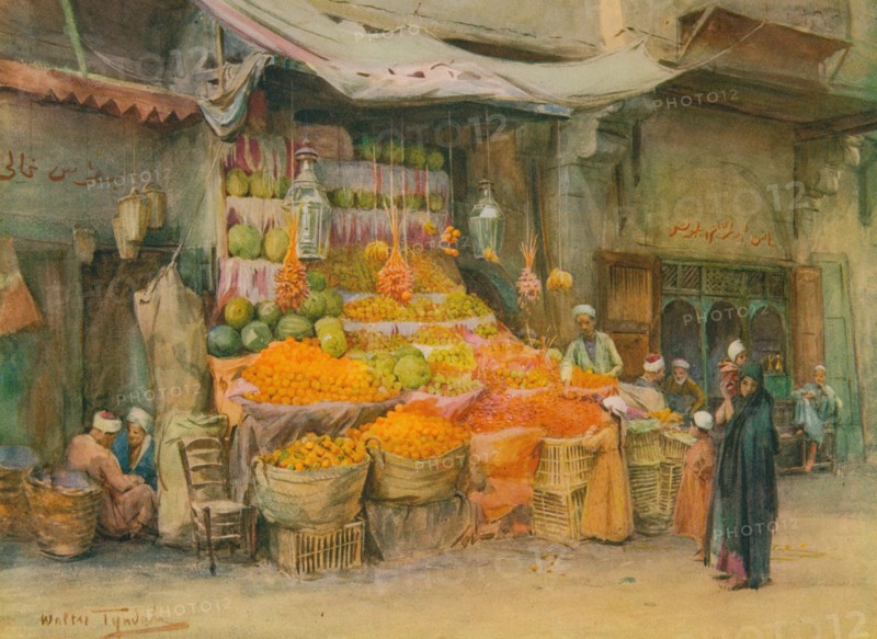 'A Fruit-Stall at Bulak', c1905, (1912). Artist: Walter Frederick Roofe Tyndale.