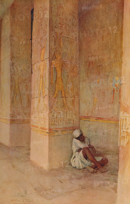 'The Birth Colonnade in the Temple of Hatshepsut', c1905, (1912). Artist: Walter Frederick Roofe Tyndale.