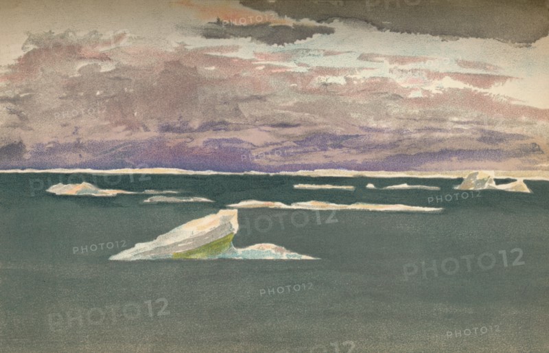 'Off the Edge of the Ice - Gathering Storm, 14th September 1893, (1897). Artist: Fridtjof Nansen.