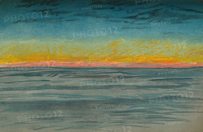 'The Waning Polar Day, 22nd September 1893. Pastel Sketch', 1893 (1897). Artist: Fridtjof Nansen.