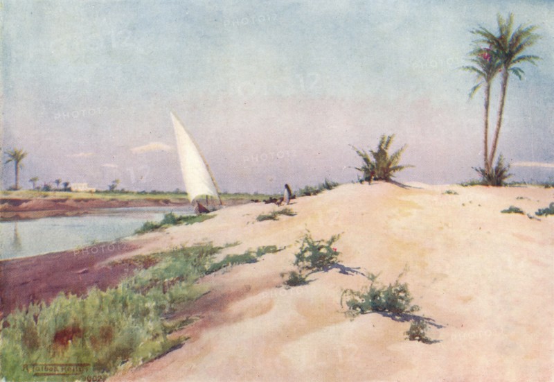 'On the Ismailia Canal, near Tel-El-Kebir', c1880, (1904). Artist: Robert George Talbot Kelly.