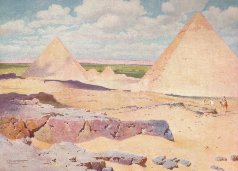 'The Pyramids of Gizeh from the Desert', c1880, (1904). Artist: Robert George Talbot Kelly.