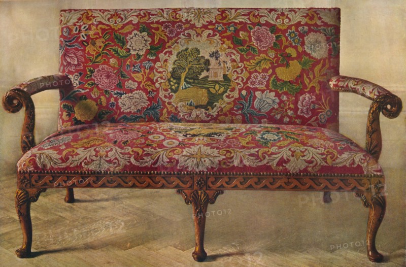 'Fruit Wood Settee with Embroidery, Early 18th Century', (1929). Artist: Unknown.
