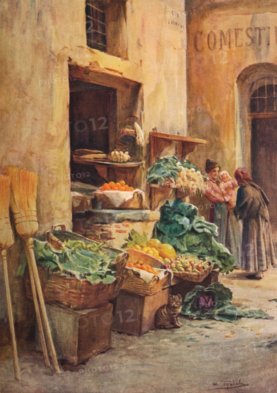 'The Green-grocer shop', c1910, (1912). Artist: Walter Frederick Roofe Tyndale.
