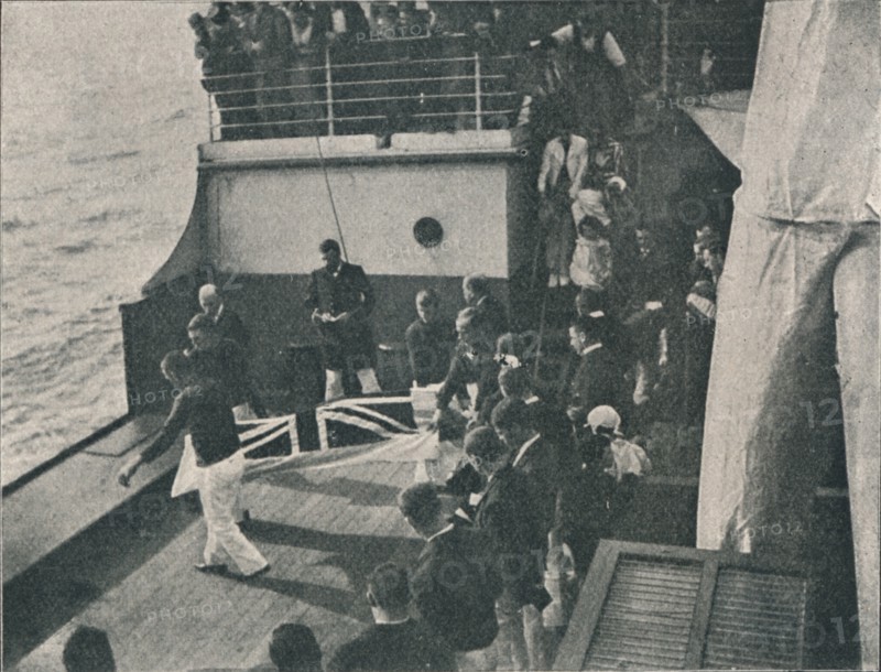 'Bringing the Body on Deck', c1900, (1910). Artist: Unknown.