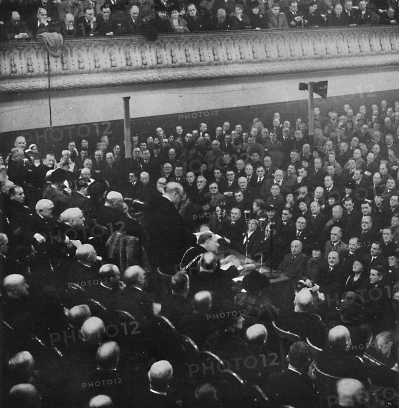 'On 27th January, Mr. Churchill addressed an audience in Free Trade Hall, Manchester', 1913, (1945) Artist: Unknown.