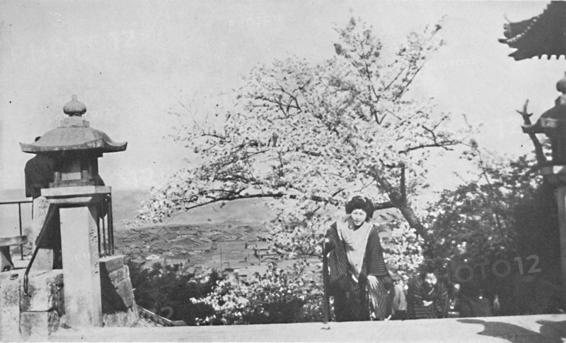 'At the top of the temple steps, above Lake Biwa', c1900, (1921). Artist: Marguerite Leonard.