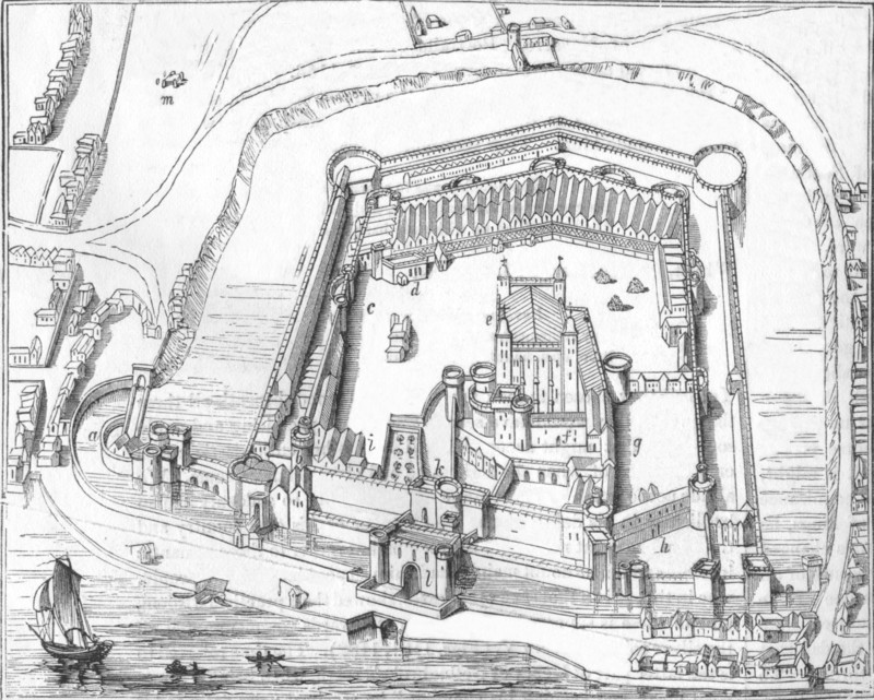 'The Tower of London', 1597, (1845). Artists: Gulielmus Haiward, John Gascoyne.
