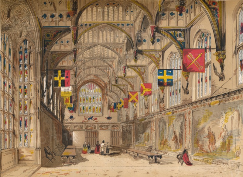 'Wolsey's Hall, Hampton Court', 1845. Artist: Unknown.