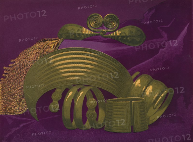 'Gold Ornaments from Suite and a Bracelet', 1863. Artist: Robert Dudley.