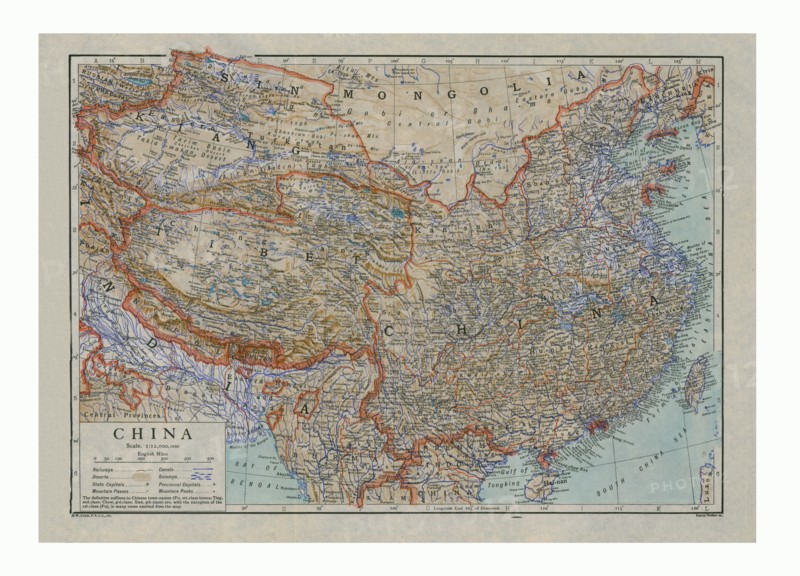 Map of China, c1910. Artists: HW Cribb, Emery Walker Ltd.