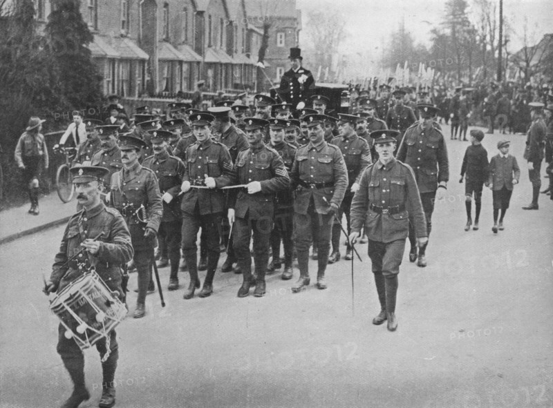 'Sergeants hauling the bridal coach from the church', 1915. Artist: Unknown.