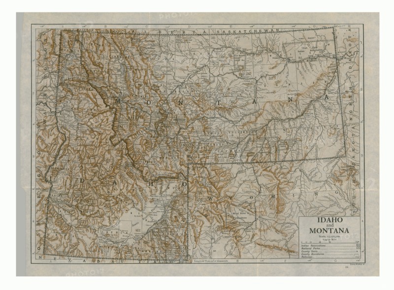 Map of Idaho and Montana, USA, c1910s. Artist: Emery Walker Ltd.