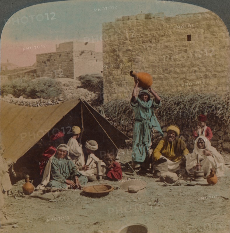 There's no place like home! - dwelling and shop of a Gypsy Blacksmith, Syria, 1900. Artists: Elmer Underwood, Bert Elias Underwood.