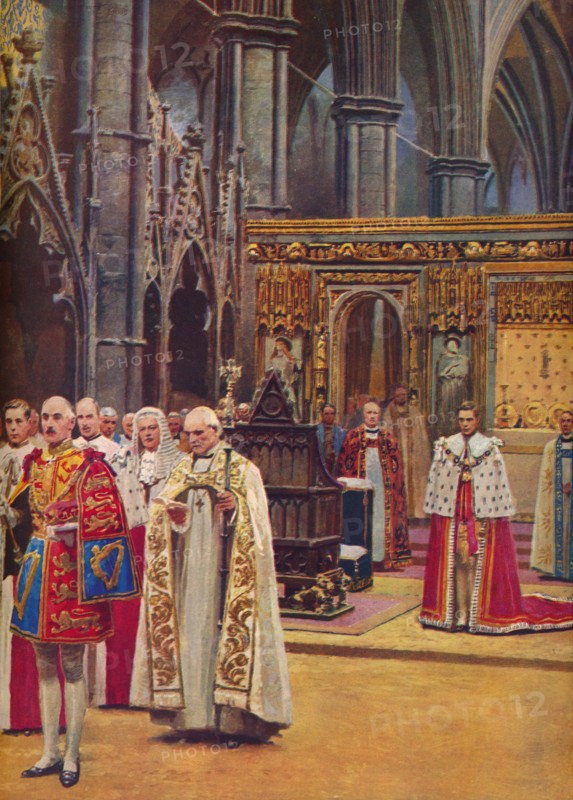 ''The Recognition: The King Stands Before the Assembly, presented by the Archbishop', 1937. Artist: Unknown.