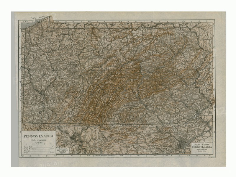 Map of Pennsylvania, 1910. Artists: Emery Walker Ltd, Emery Walker.