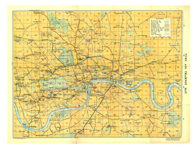 Map of Tube and Tramway, c1922. Artist: HM Stationery Office.