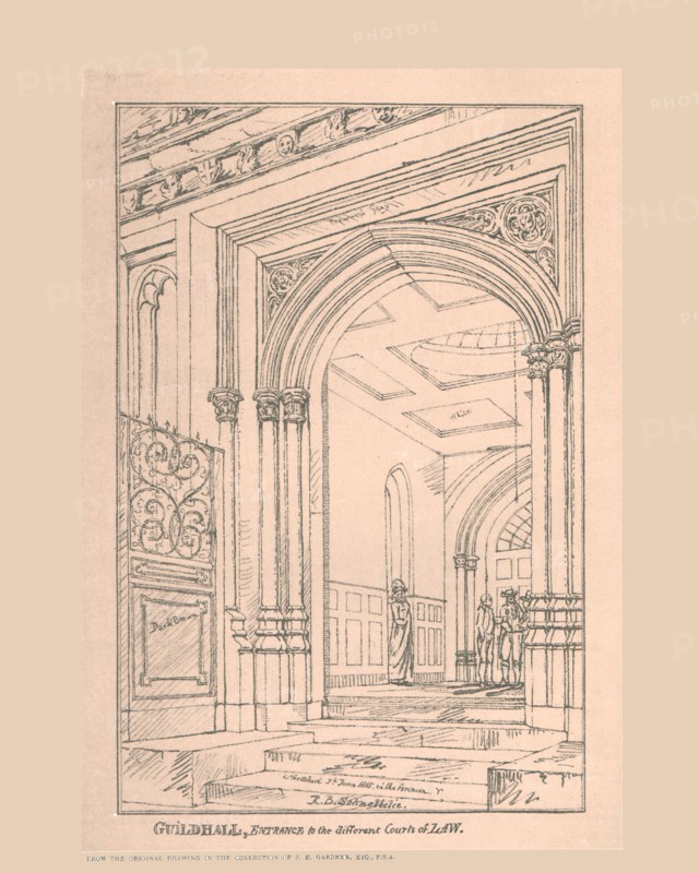 Guild Hall Entrance, 1815, (1886). Artist: Robert Blemmell Schnebbelie.