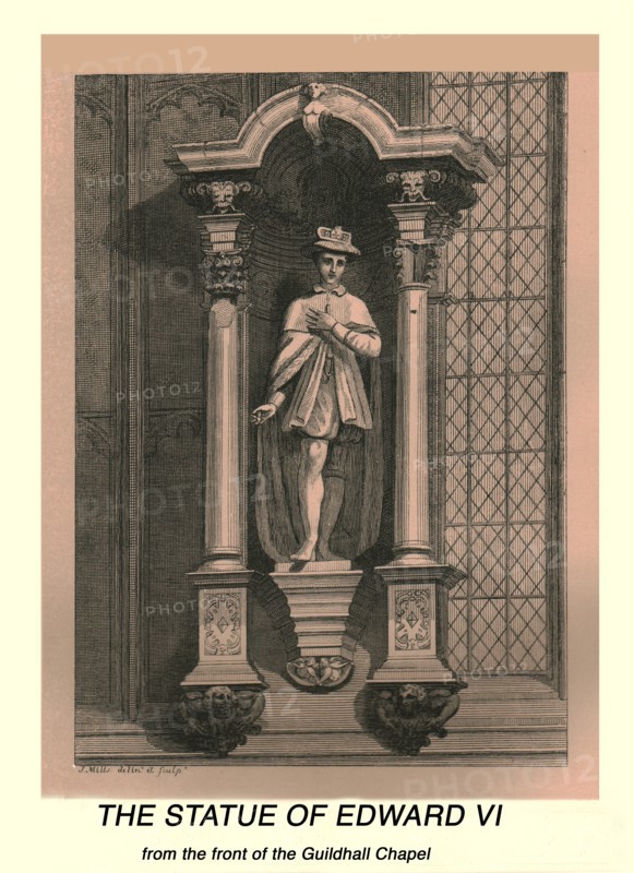 The Statue of Edward VI, 1886. Artist: J Mills.