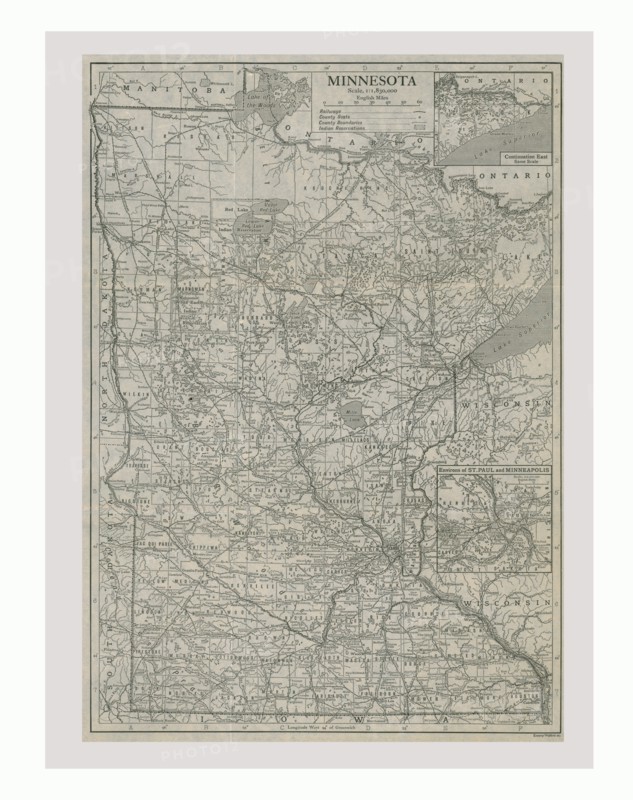 Map of Minnesota, USA, c1900s. Artist: Emery Walker Ltd.