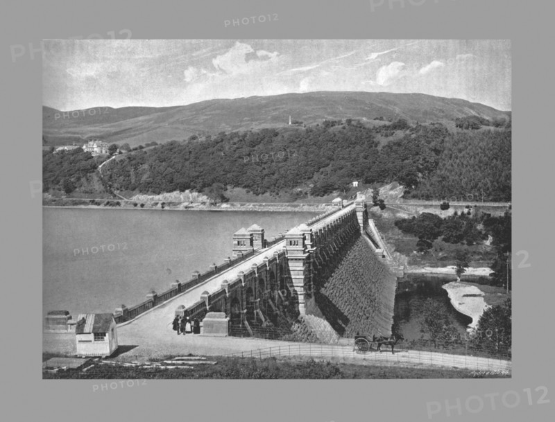 The Dam, Lake Vyrnmy, c1900. Artist: Valentine & Sons.