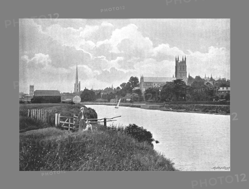 Worcester Cathedral, c1900. Artist: Harvey Barton.