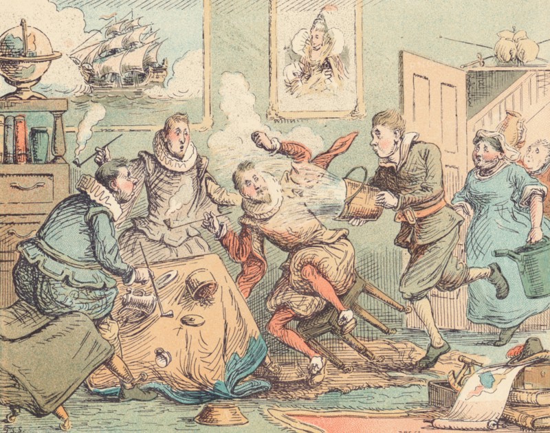'Sir Walter Raleigh's Pipe Put Out', c1884. Artist: Thomas Strong Seccombe.