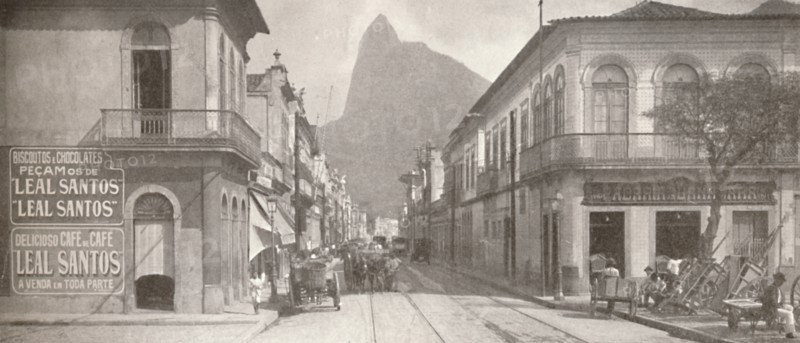 'The Botafogo end of the fashionable Rua Sao Clemente. Corcovado in the distance', 1914. Artist: Unknown.