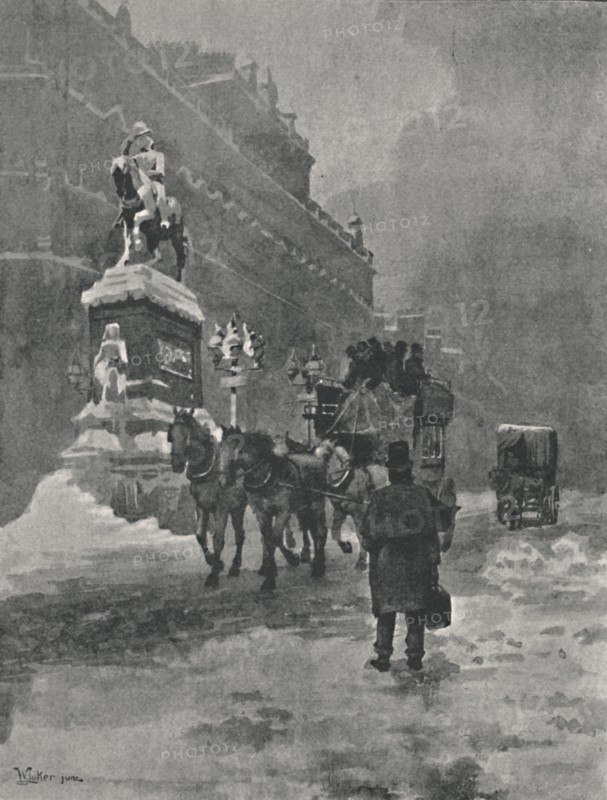 'Holborn Circus - A Winter's Morning, 1891. Creator: William Luker.