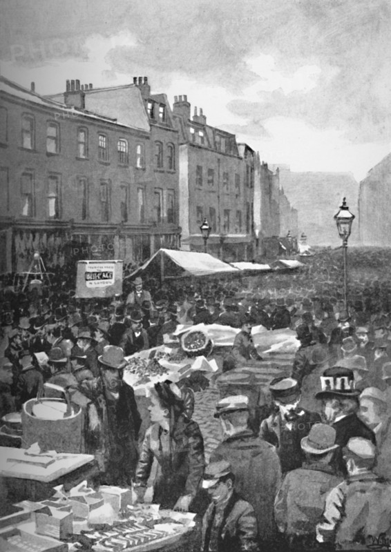 'Middlesex Street (Late Petticoat Lane) on a Sunday Morning', 1891. Creator: William Luker.