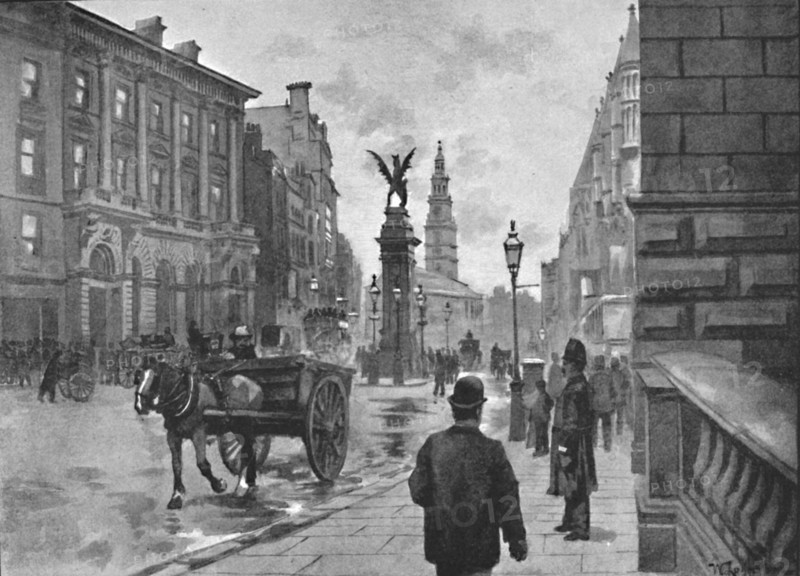 'Fleet Street, Showing Temple Bar Memorial and Child's Bank', 1891. Creator: William Luker.