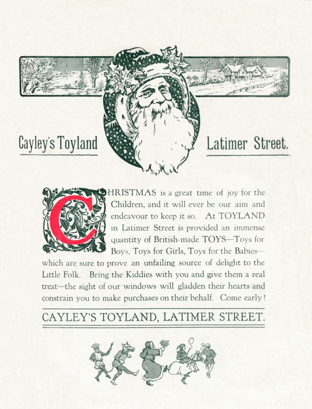 'Christmas Advert For Cayley's Toyland', 1917. Artist: Unknown.