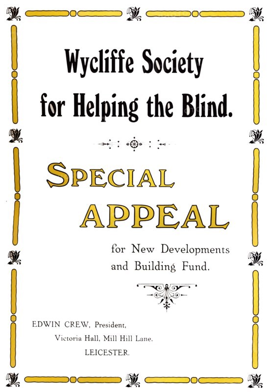'Wycliffe Society for Helping the Blind', 1919 Artist: Unknown.