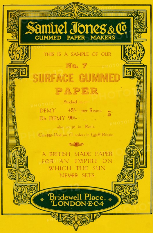 'Samuel Jones & Company Gummed Paper Makers advert, 1919. Artist: Unknown.