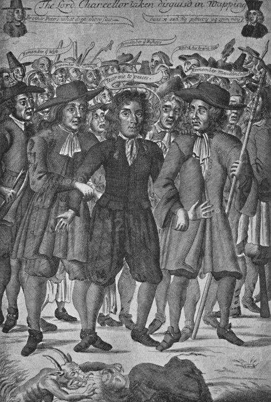 'Lord Chancellor Jeffreys Taken in Wapping', 1688, (1903). Artist: Unknown.