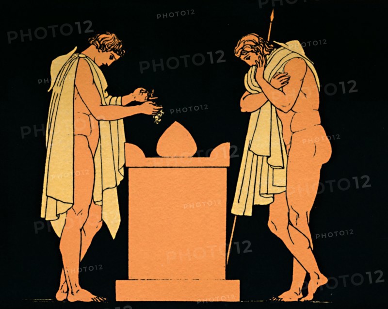 'Orestes at the Tomb of his Father', 1880. Artist: Flaxman.