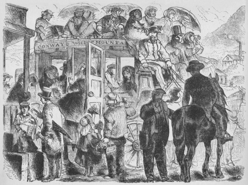 'Coaches to resorts and hotels', c1859, (1938). Artist: Unknown.